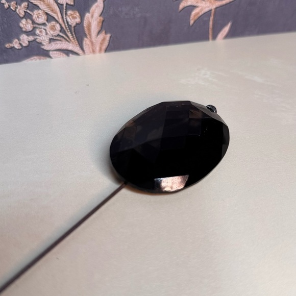 Antique Victorian Black Faceted Jet Glass Mourning Hat Pin 12" - Picture 7 of 8